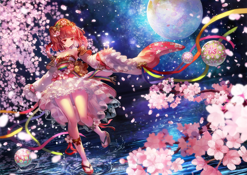 Anime with Purple Flower Girl Dress
